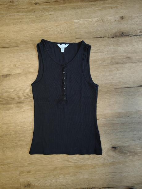 Dívčí žebrované tílko h&m xs/160 černé, h&m,xs