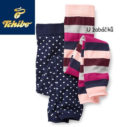 2x pletené legíny tchibo puntíkované + proužkované, tchibo,122 / 128