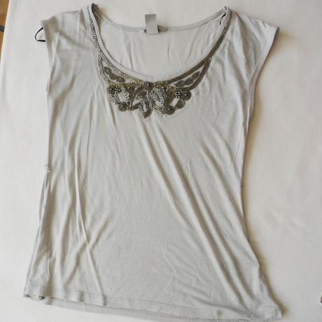 Seda bluzka s aplikaci koralku xs od h&m, h&m,xs