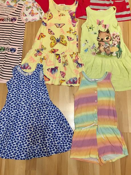 Bavlněné letní šaty 7x + krátký overal 7-8let, h&m,122