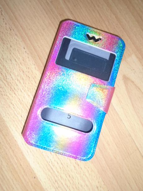 Kryt na mobil 15x8 cm neon duha,