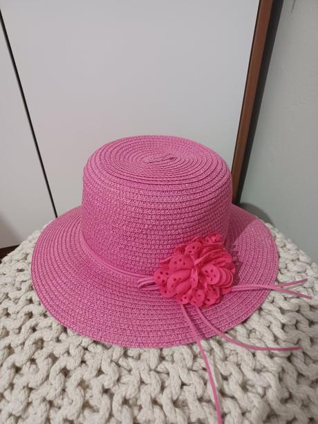 Růžový slaměný klobouk - dívčí - dámský, 