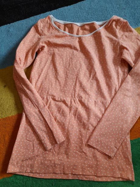 Růžové puntíkaté triko pro dámu dlouhý rukáv, l
