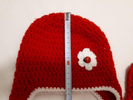 Zimní pletený komplet, čepička, rukavičky, capáčky, 80