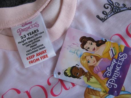 Růžové bavlněné pyžamko s princeznami disney, disney,98
