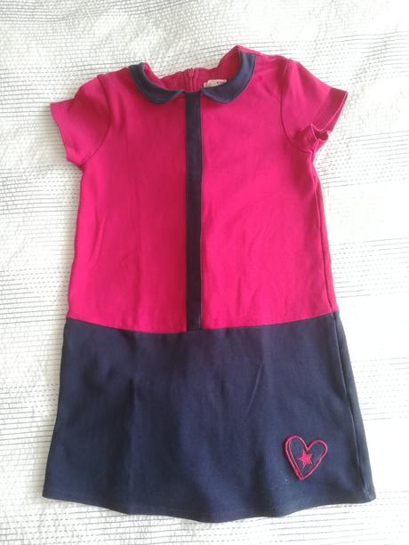 Bavlněné šaty modro - fialové se srdíčkem, dpam (du pareil au meme),128