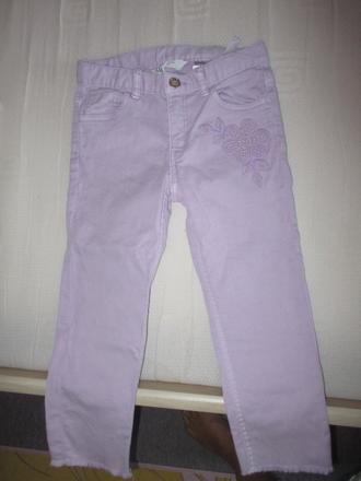 7/8 riflíky s kytkou 6-7 let, h&m,128