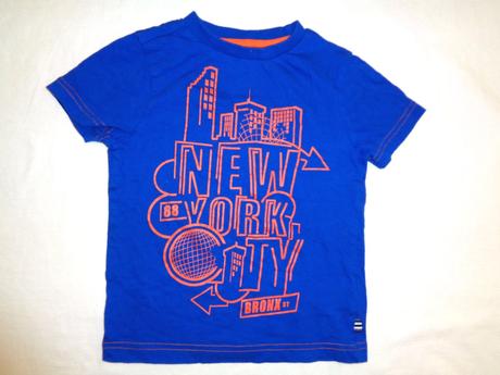 Krásné modré tričko s oranžovou aplikaci, f&f,104