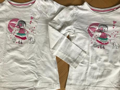 2x tričko dlouhý rukáv, holky v sukni, 104, c&a,104