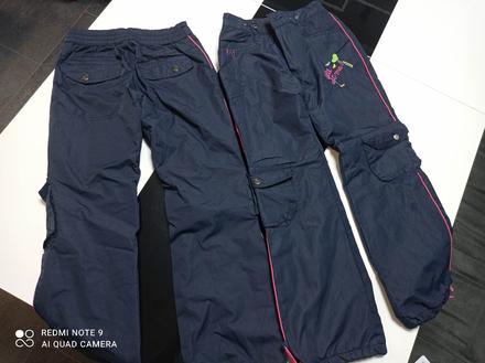 2x teplé zimní kalhoty, 128