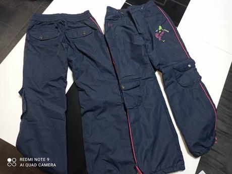 2x teplé zimní kalhoty, 128