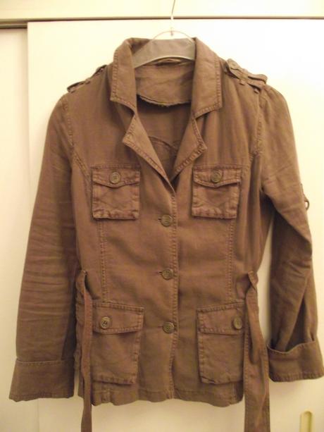 Lněné sako, bundička s páskem, 36