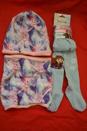 Zimní set frozen na 4-6 let,čepice,nákrčník, punčo, disney,110 / 116 / 122