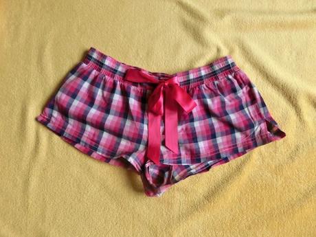 Růžové spací noční kraťasy kraťásky šortky mašle, xs