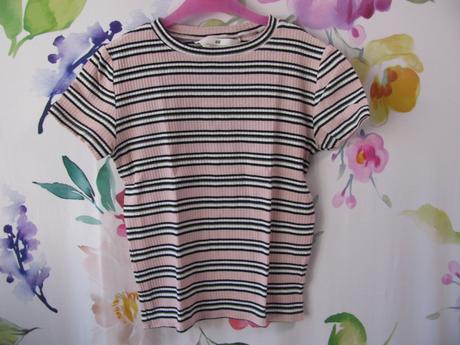 Crop top bavlněné pruhované řádkované tričko h&m, h&m,164