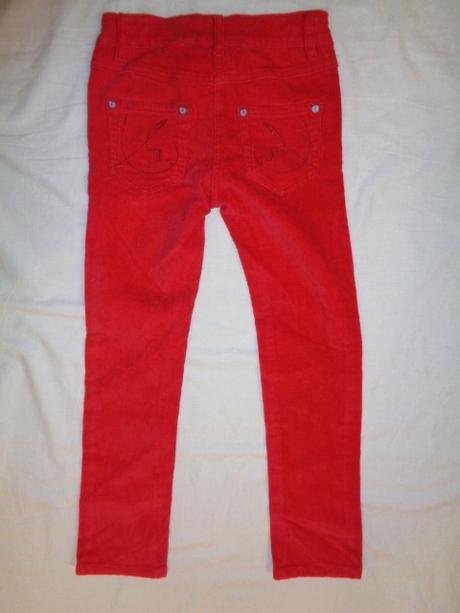 Luxusní červené elastické manžestrové kalhoty, 116 / 122