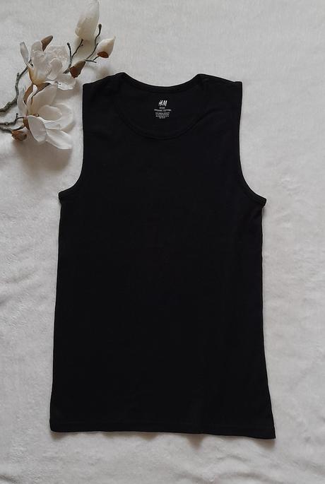 H&m černé bavlněné tílko, h&m,164