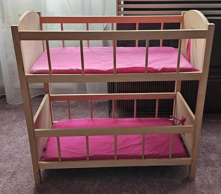 Dětská palanda, dvoupatrová postýlka pro panenky, 