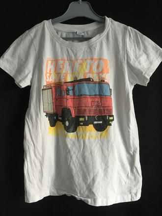 Vel. 122 bílé triko s hasičským autem, 122