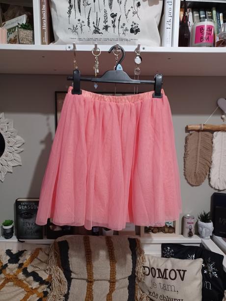 Neon lososová tylová sukně 170 / s-m, kik,170