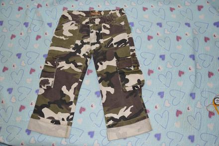 Maskáčové 3/4 kalhoty, džíny, 28