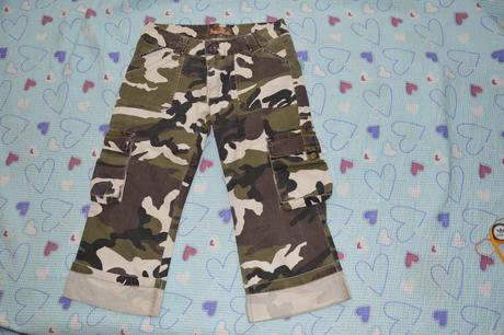 Maskáčové 3/4 kalhoty, džíny, 28