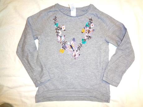Krásná šedá mikina s motýly, palomino,128