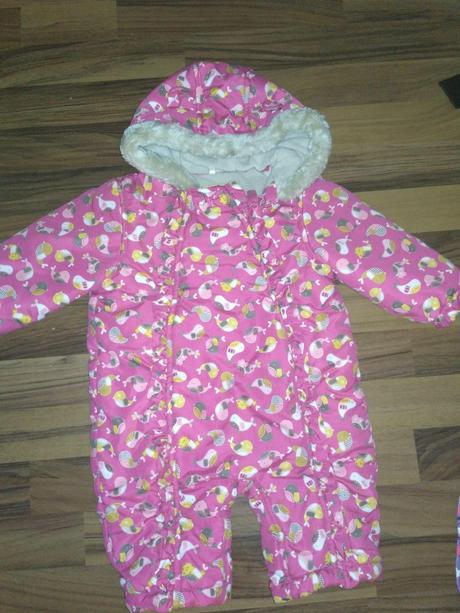 Růžová zimní kombinéza s ptáčky, tu,74