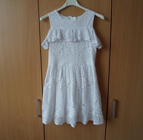 Bílé krajkové šaty šatičky, f&f,152