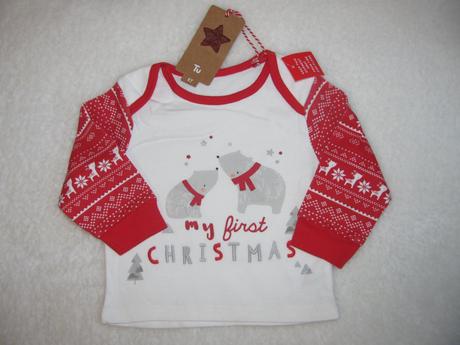 Triko dlouhý rukáv-vánoční motiv, 68