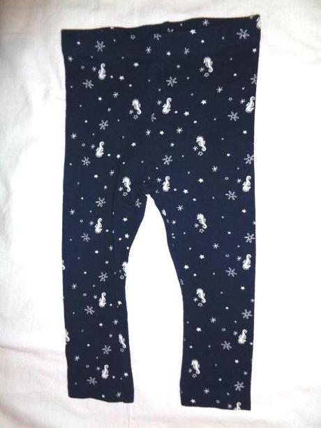 Luxusní tmavomodré legíny s mořskýma koníkama, lupilu,74