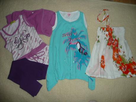 3x šaty tunika celorok vel 98/104 leginy bolerko, 104–116