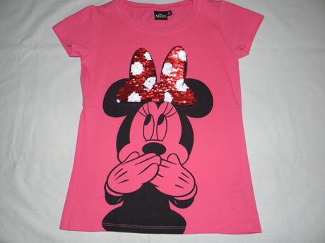Růžové tričko s minnie a flitry zn. disney vel.134, disney,134