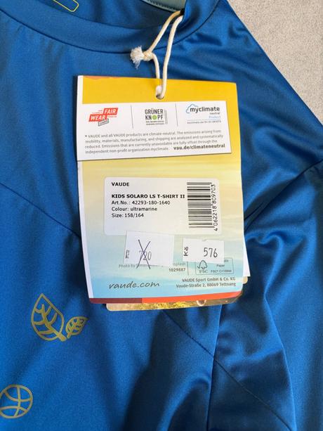 Modré nové tričko s uv vaude kids solaro 158-164, 158