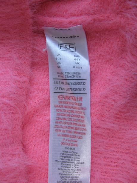 Dívčí sytě růžový svetr, f&f,122