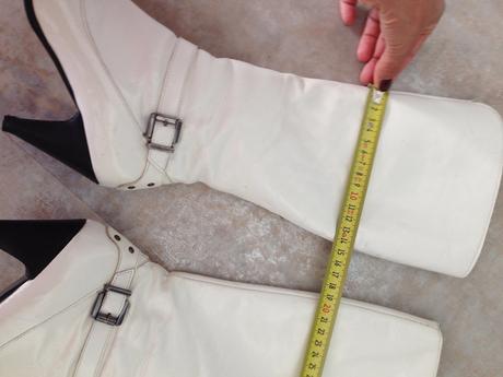 Elegantní bílé vysoké kozačky vel.36 podpatek lesk, 36