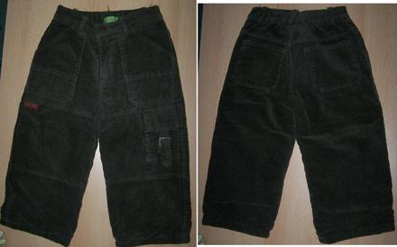 Zelené zateplené manšestrové kalhoty, 128