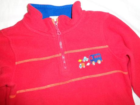 Krásná červená flízová mikina s autíčkama 86/92, 86