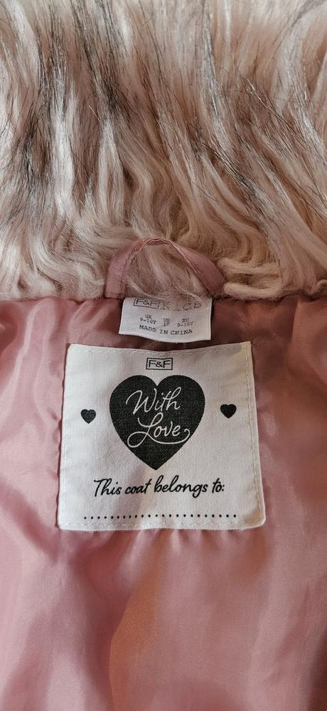 Dívčí růžová zimní bunda s kožíškem, vel.140, f&f, f&f,140