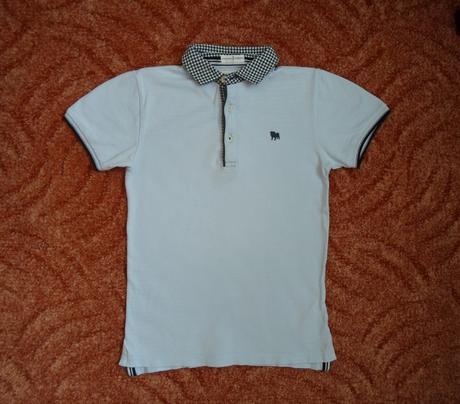 Modré tričko triko s límečkem polo, 128