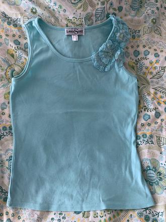 Tyrkysový top laura scott 34 s květinovou aplikací, 34