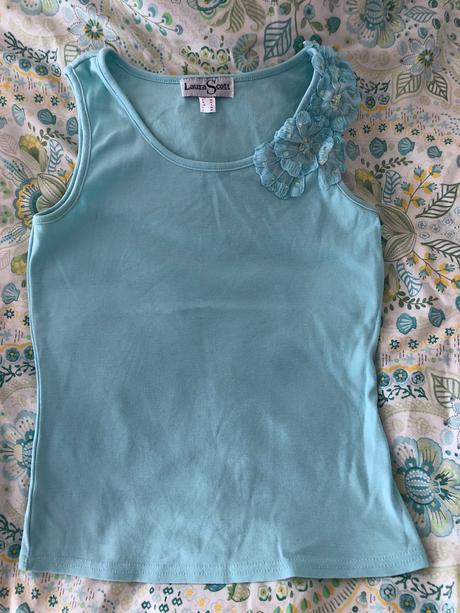 Tyrkysový top laura scott 34 s květinovou aplikací, 34