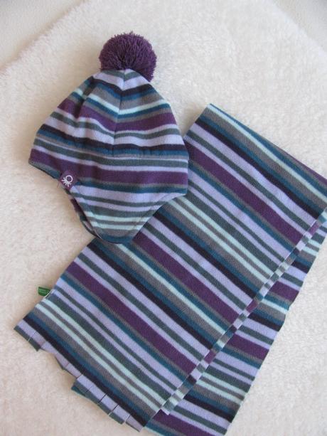 Fleecová souprava-čepice+šála benetton, benetton,74