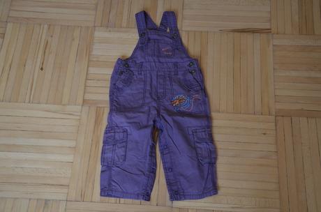 Fialové kalhoty s laclem vel. 12-18 m, 86