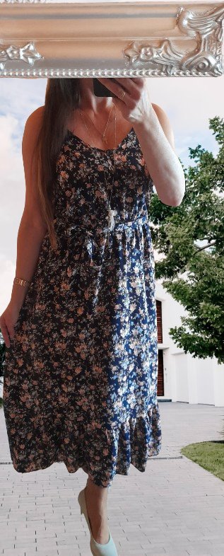 Květinové dlouhé šaty s páskem, l