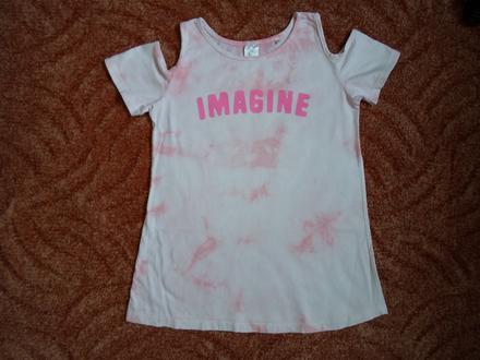 Růžové tričko triko krátký rukáv, c&a,146