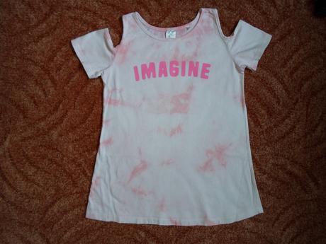 Růžové tričko triko krátký rukáv, c&a,146