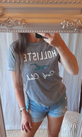 Hollister šedé melírové tričko, hollister,s