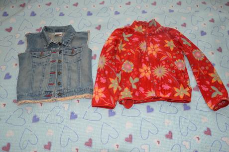 128 fleesová mikina a džínová vesta, h&m,128