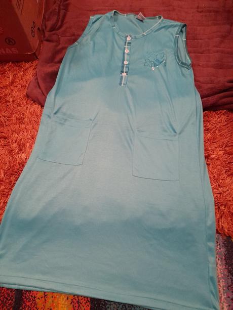 Košile noční tyrkysová bez rukávů, m